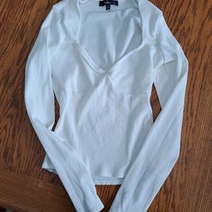 Lulu's white ribbed long sleeve top
